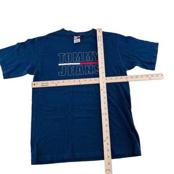 Vintage Tommy Hilfiger Tommy Jeans Blue T-Shirt Boys Size Large - Picture 3 of 4